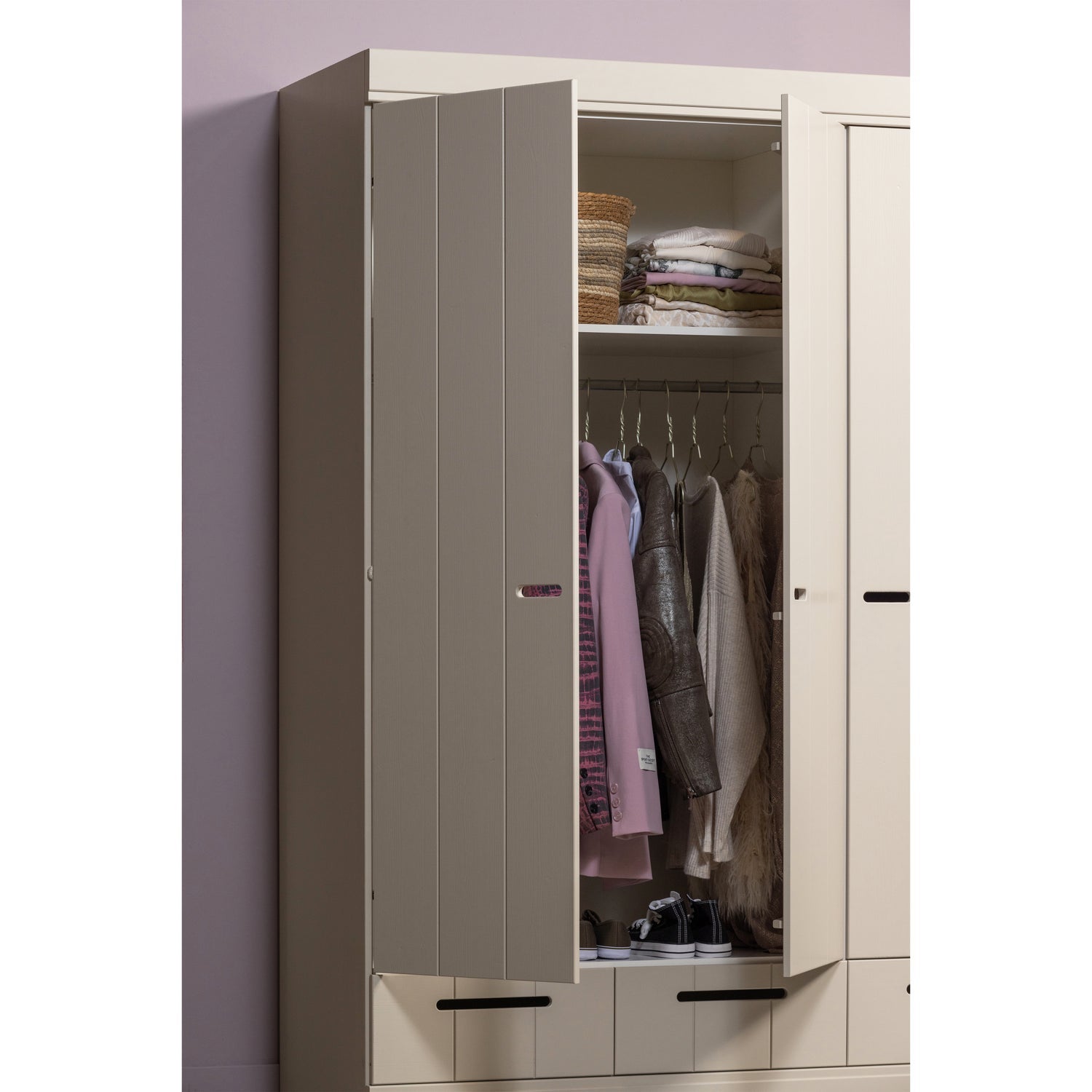 Cappottiera 3 ante 3 cassetti in legno di pino Connect 195x140 cm