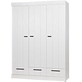 Cappottiera 3 ante 3 cassetti in legno di pino Connect 195x140 cm