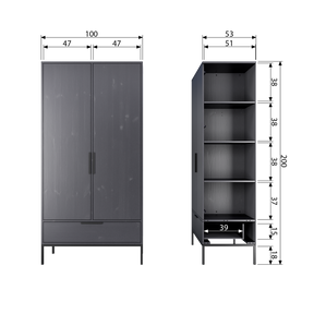 Credenza 2 ante 1 cassetto Adam 200x100 cm