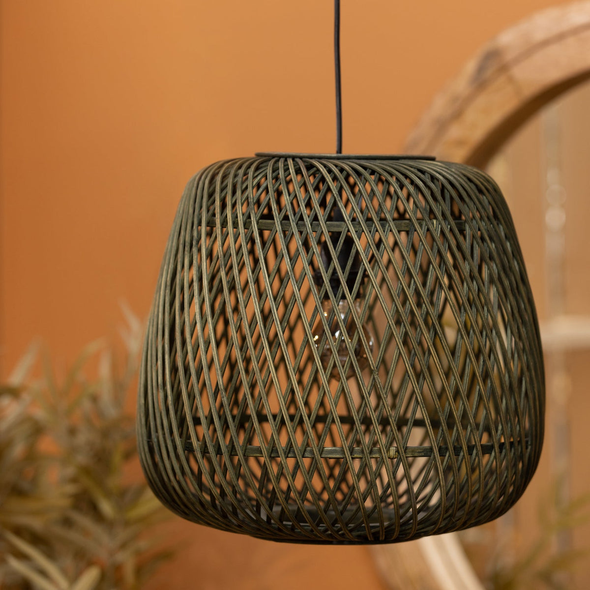 Lampada a sospensione bambù verde Moza 36x36cm