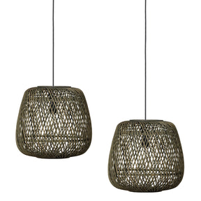 Lampada a sospensione bambù verde Moza 36x36cm