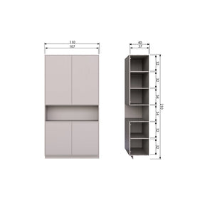 Credenza 4 ante in legno di pino grigio nebbia Finca 110x210 cm
