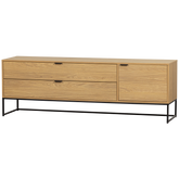 Mobile TV 1 anta 2 cassetti in legno di pino Silas 60x180 cm