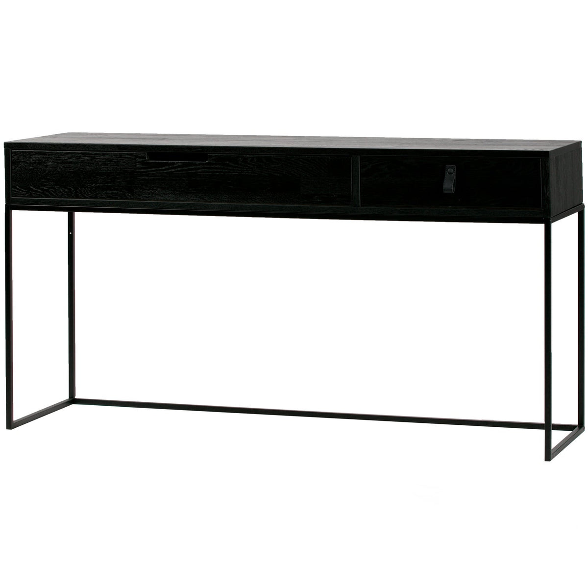 Tavolino 2 cassetti in frassino nero Silas 74x140 cm