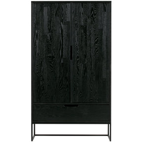 Credenza 2 ante 1 cassetto in legno di frassino nero Silas 149x85 cm