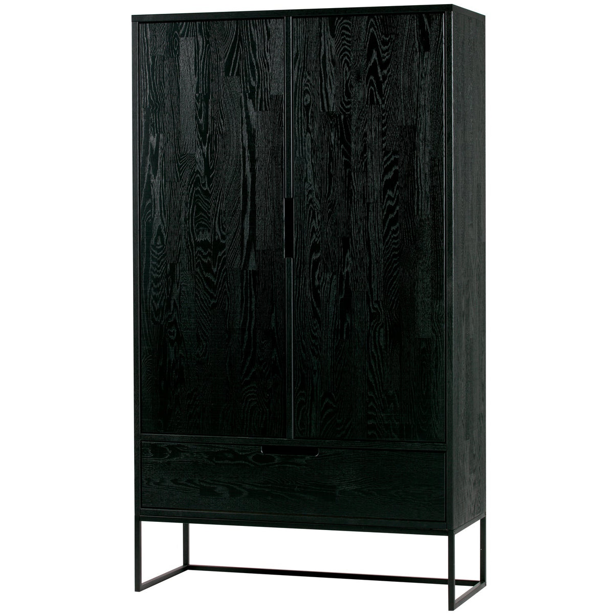 Credenza 2 ante 1 cassetto in legno di frassino nero Silas 149x85 cm