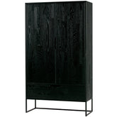 Credenza 2 ante 1 cassetto in legno di frassino nero Silas 149x85 cm