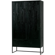 Credenza 2 ante 1 cassetto in legno di frassino nero Silas 149x85 cm