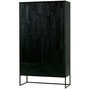 Credenza 2 ante 1 cassetto in legno di frassino nero Silas 149x85 cm