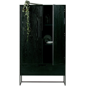 Credenza 2 ante 1 cassetto in legno di frassino nero Silas 149x85 cm