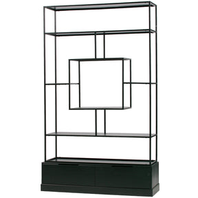 Libreria a giorno 2 cassetti in metallo nero Fons 204x126 cm