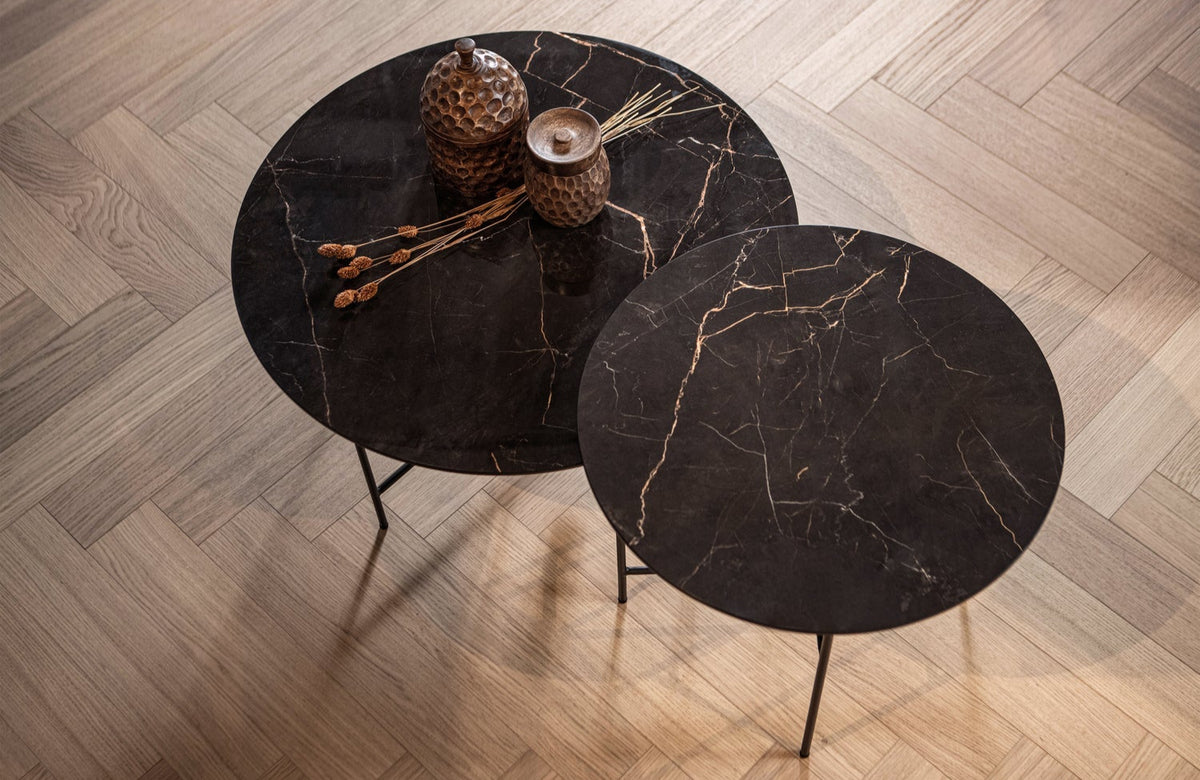 Tavolino effetto marmo nero Vida 40x80 cm