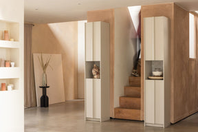 Armadio in polvere di pino con decorazione cemento Basu 210x40 cm