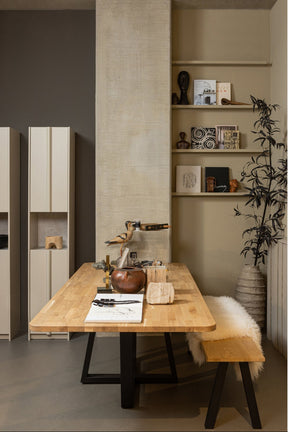 Armadio in polvere di pino con decorazione cemento Basu 210x40 cm