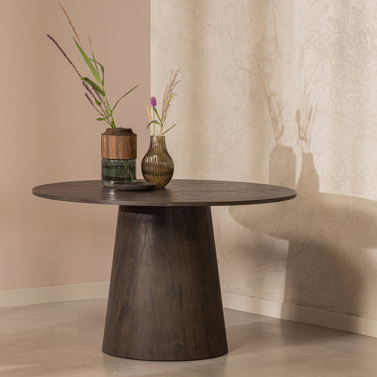 Tavolo da pranzo rotondo marrone scuro Maan 75x120 cm