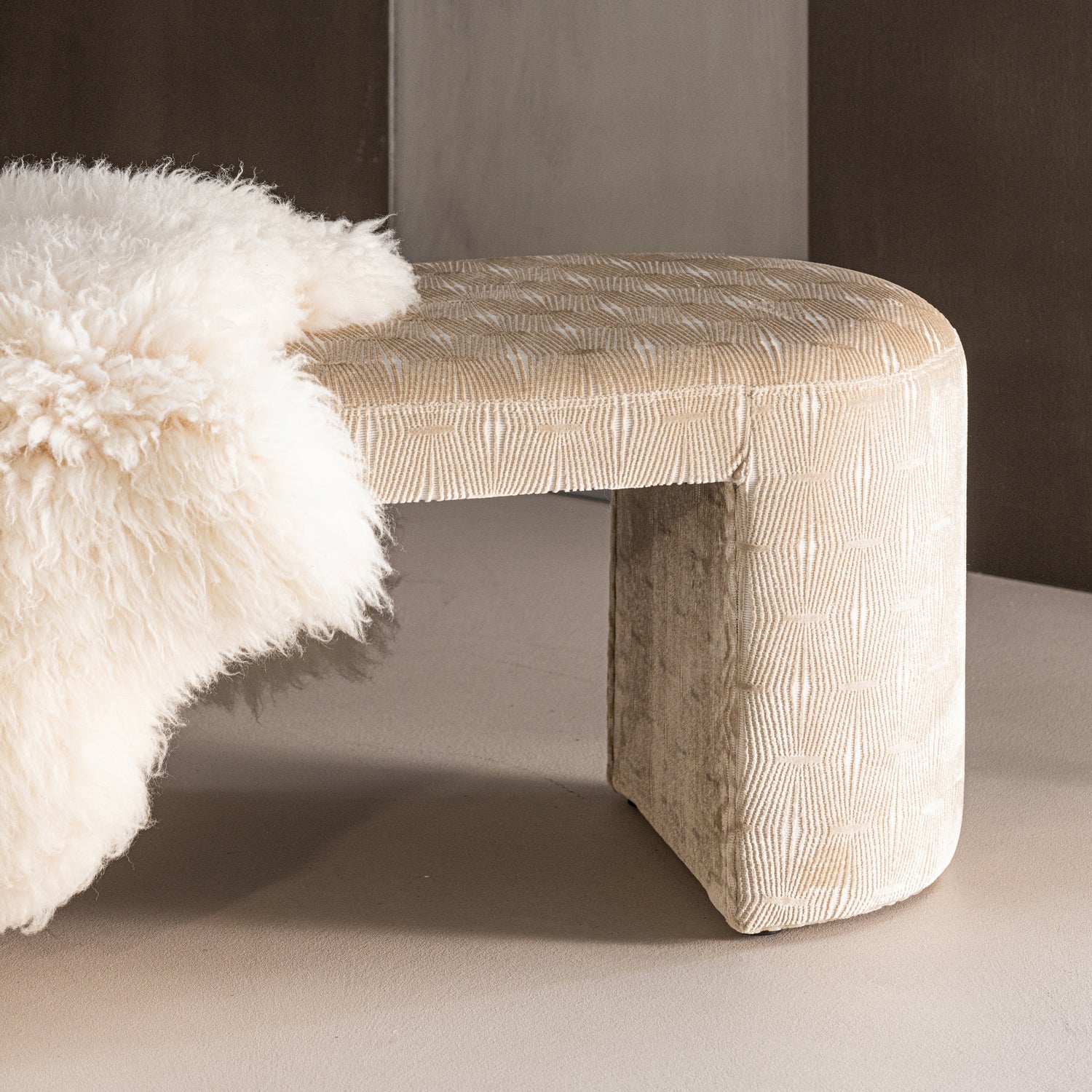 Panca in tessuto beige Kaly 130x46 cm