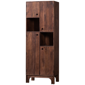 Mobile portaoggetti 4 ante in legno di mango noce Staes 210x75 cm