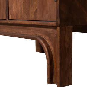 Mobile portaoggetti 4 ante in legno di mango noce Staes 210x75 cm