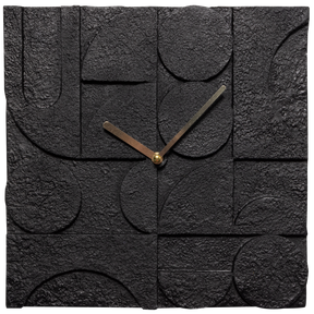Orologio in cemento nero con lancette dorate Zaria 30x30 cm