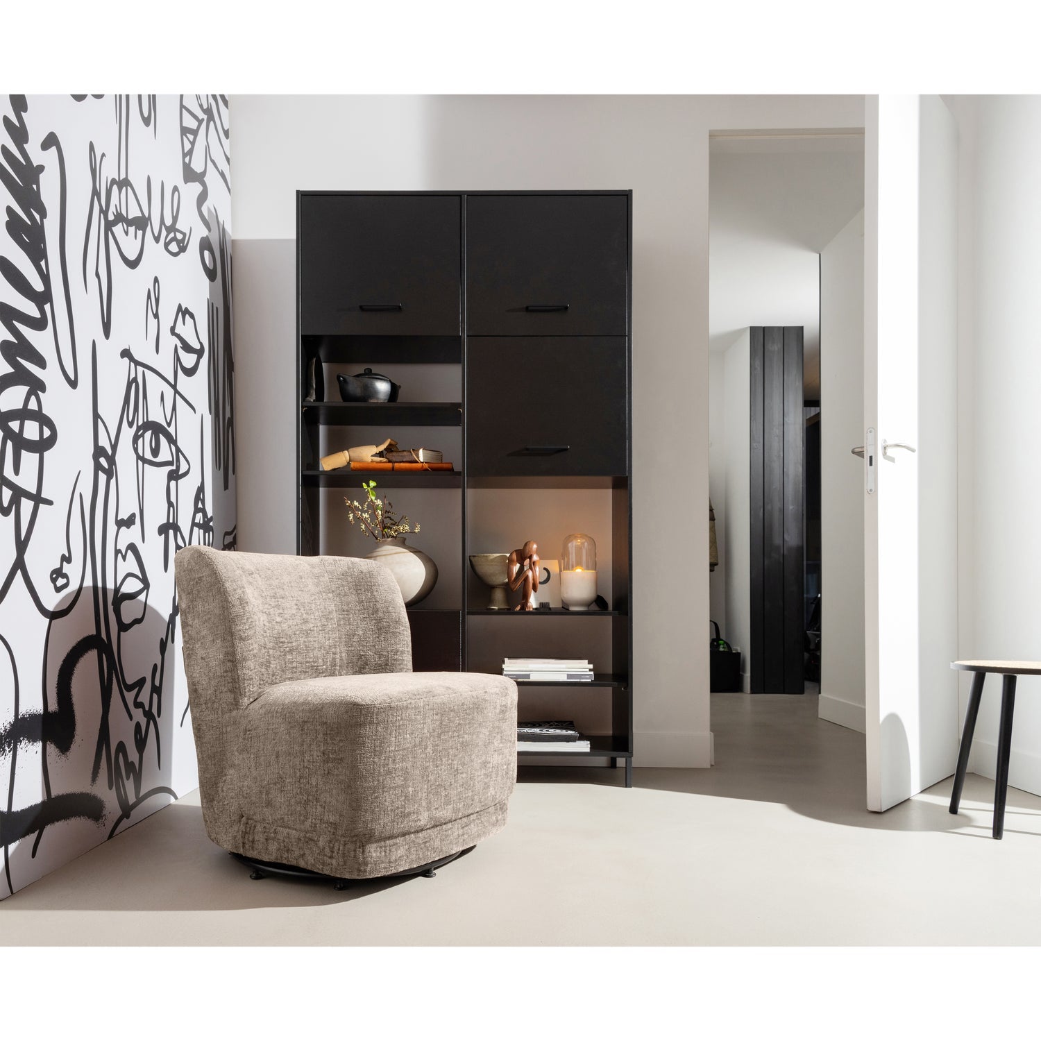 Poltrona girevole in velluto Milla 74x75 cm