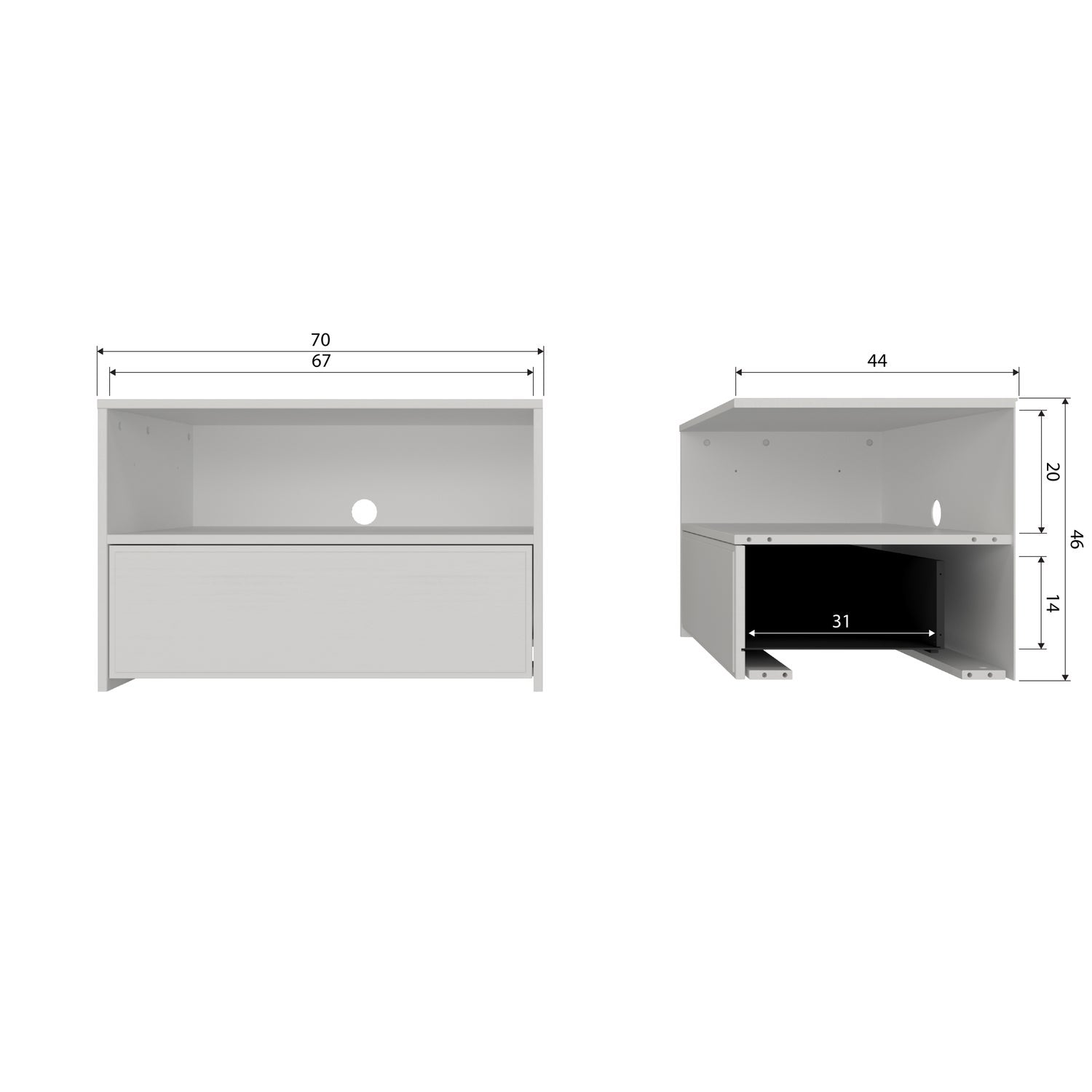 Mobile TV slim grigio Yissa 70x46 cm