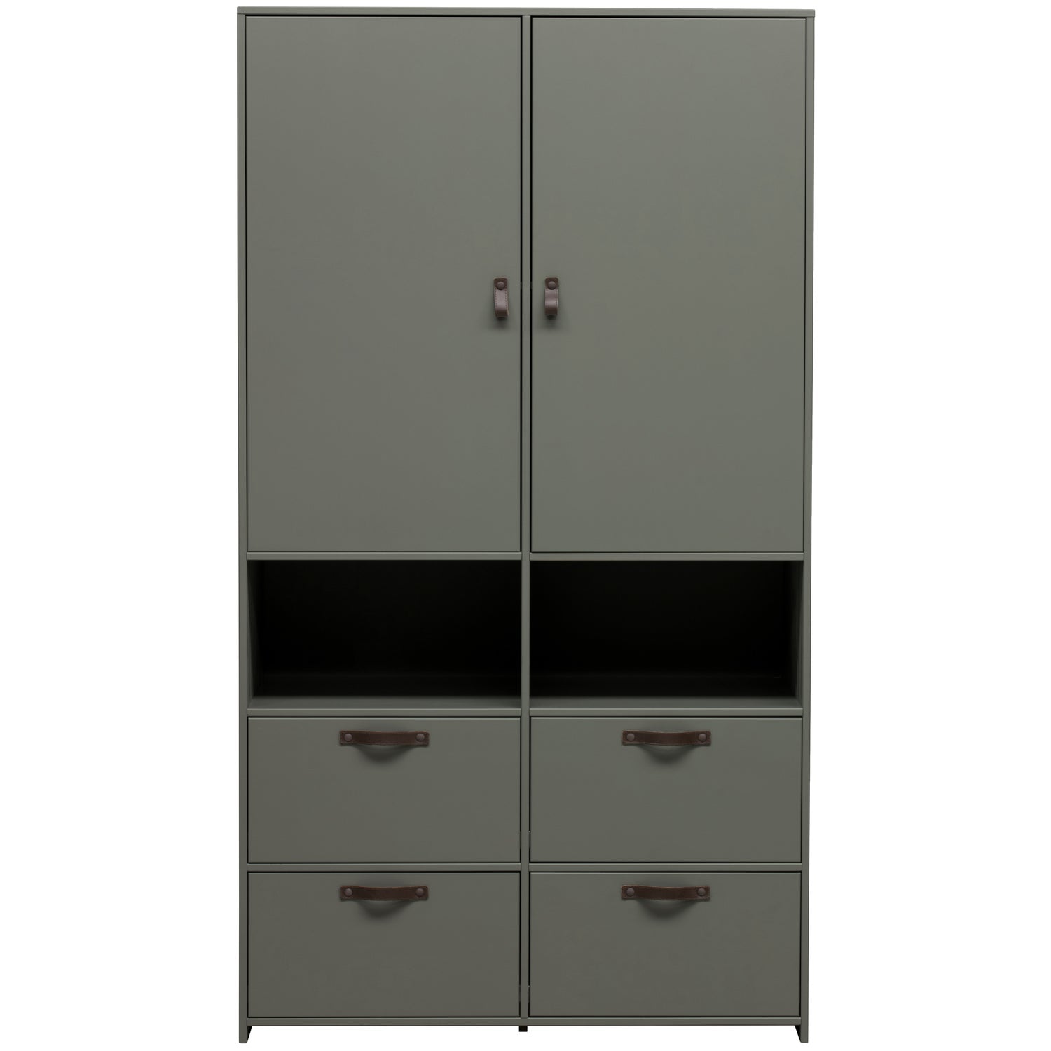 Credenza 2 ante 4 cassetti in legno di pino verde Sally 185x103 cm