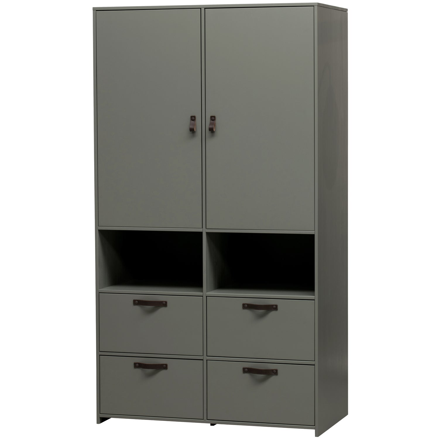 Credenza 2 ante 4 cassetti in legno di pino verde Sally 185x103 cm