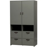 Credenza 2 ante 4 cassetti in legno di pino verde Sally 185x103 cm