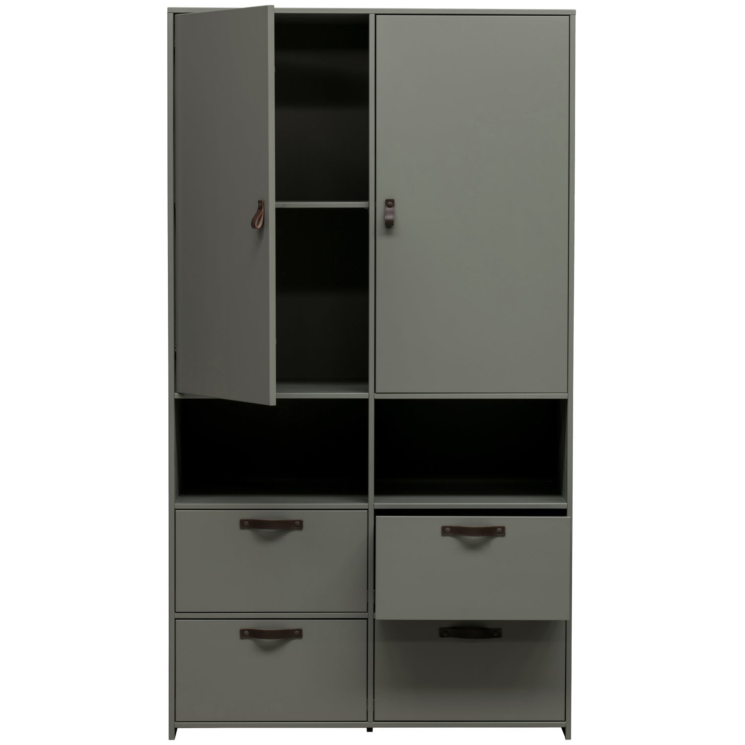 Credenza 2 ante 4 cassetti in legno di pino verde Sally 185x103 cm