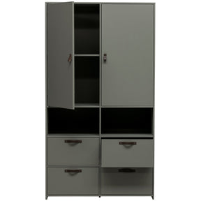 Credenza 2 ante 4 cassetti in legno di pino verde Sally 185x103 cm