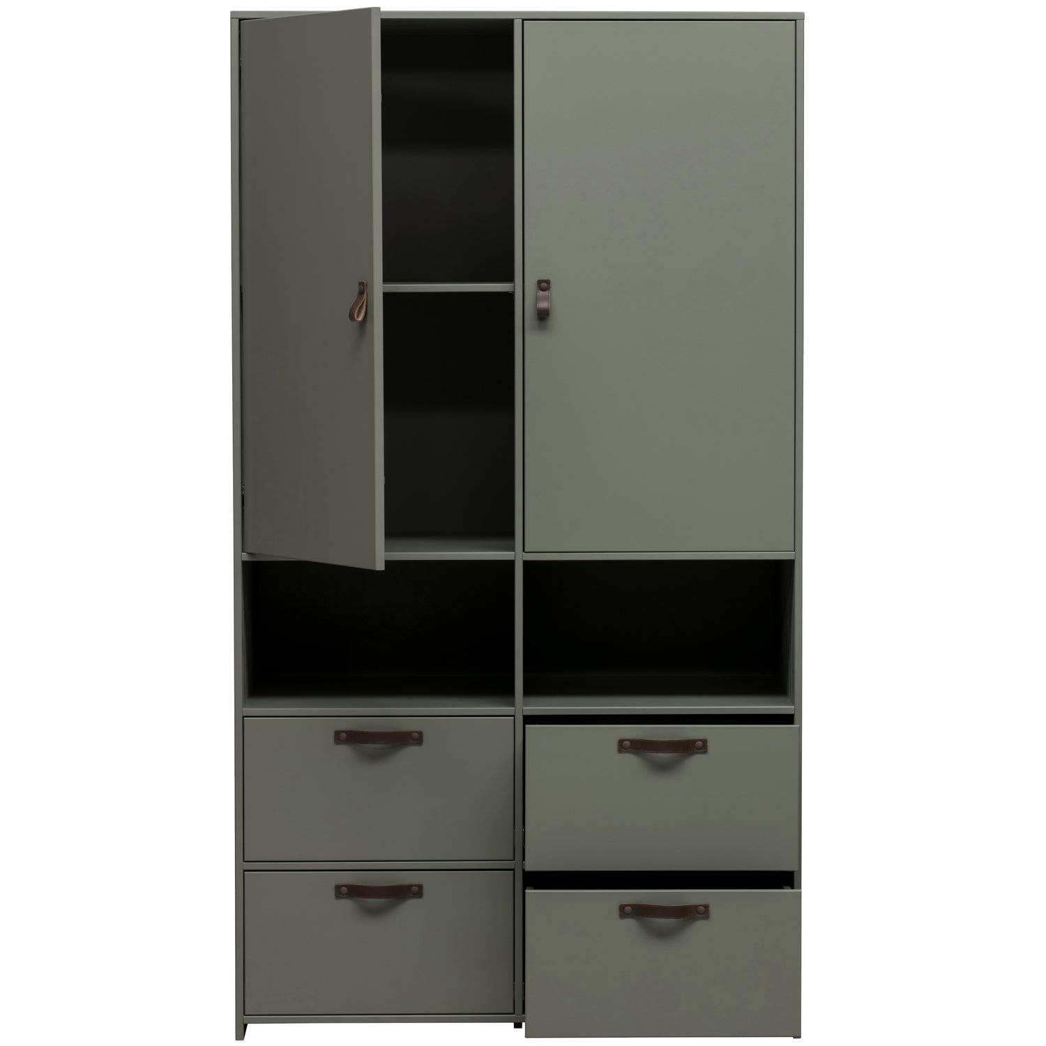 Credenza 2 ante 4 cassetti in legno di pino verde Sally 185x103 cm