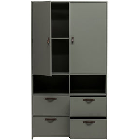 Credenza 2 ante 4 cassetti in legno di pino verde Sally 185x103 cm