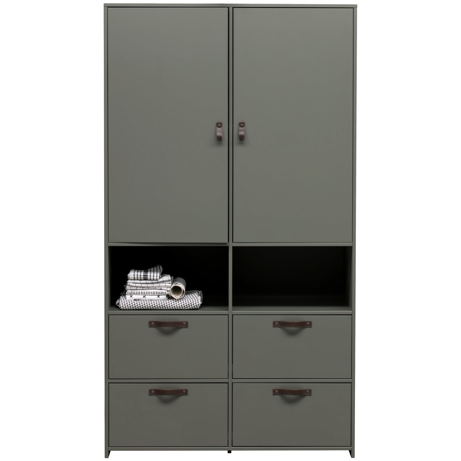 Credenza 2 ante 4 cassetti in legno di pino verde Sally 185x103 cm