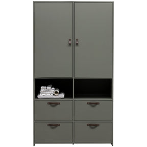 Credenza 2 ante 4 cassetti in legno di pino verde Sally 185x103 cm