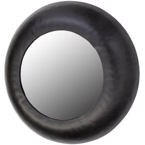 Specchio tondo in metallo nero Wolf 29x50 cm