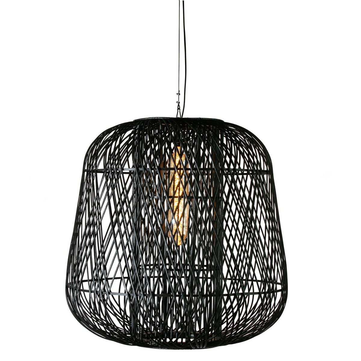 Lampada a sospensione intrecciata nera Moza 100x100 cm