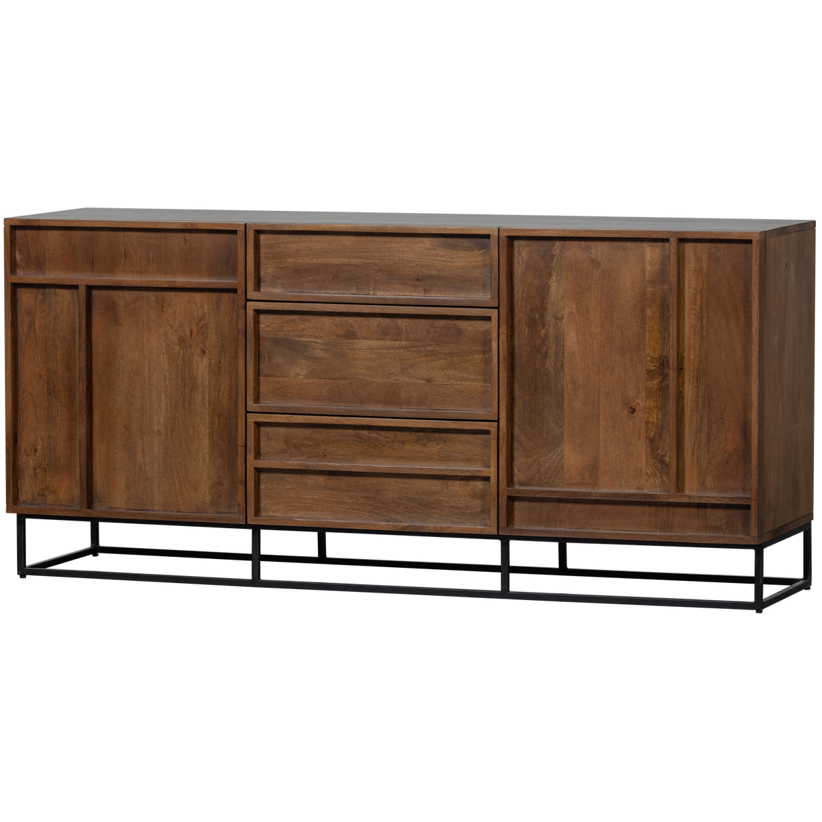 Credenza 2 ante 3 cassetti in legno di mango Forrest 75x160 cm