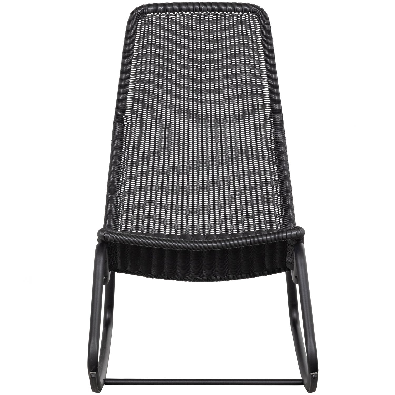 Sedia a dondolo da esterno in rattan nero Tom 51x97 cm