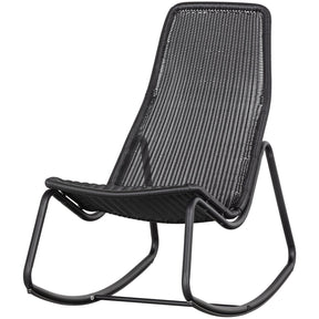 Sedia a dondolo da esterno in rattan nero Tom 51x97 cm