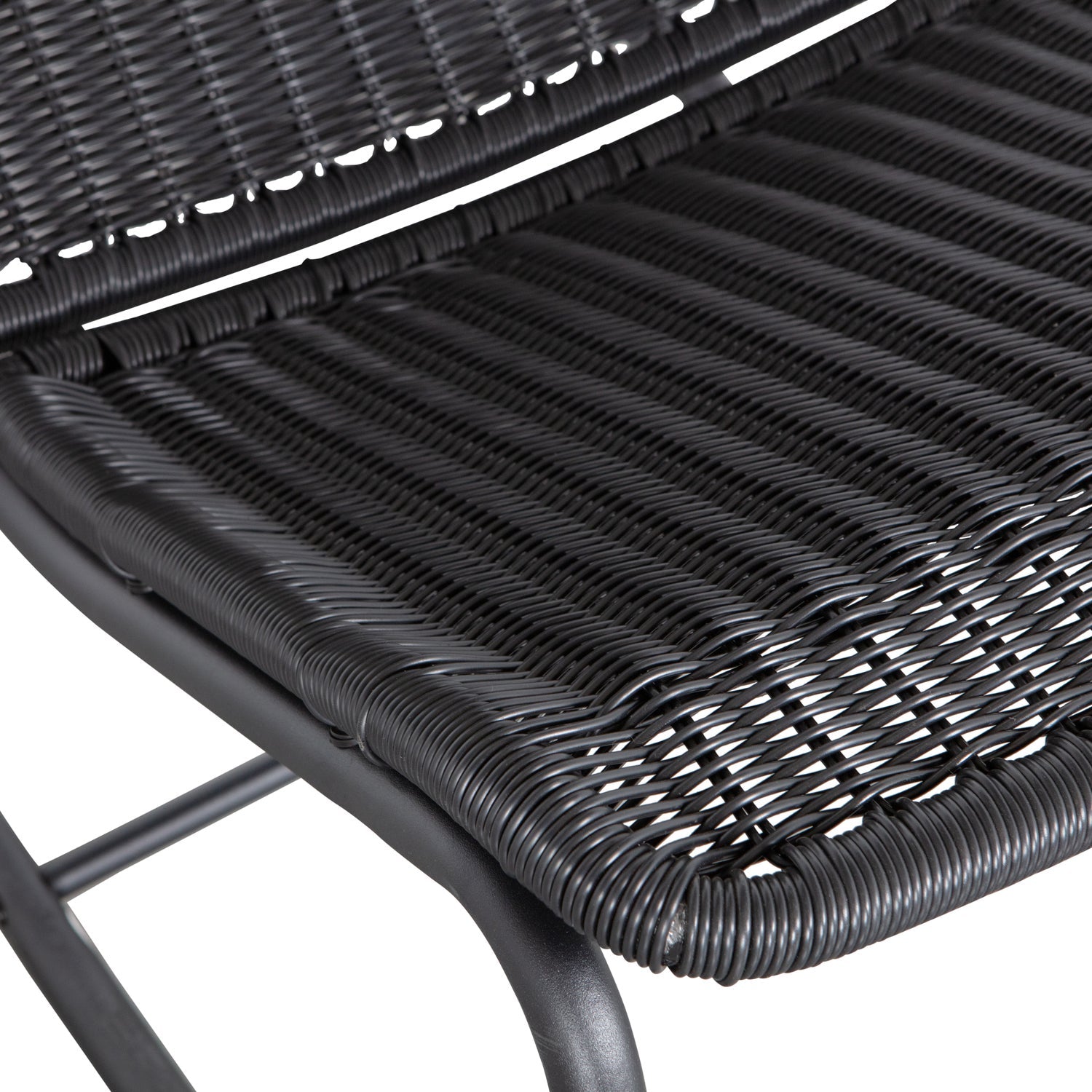 Sedia a dondolo da esterno in rattan nero Tom 51x97 cm