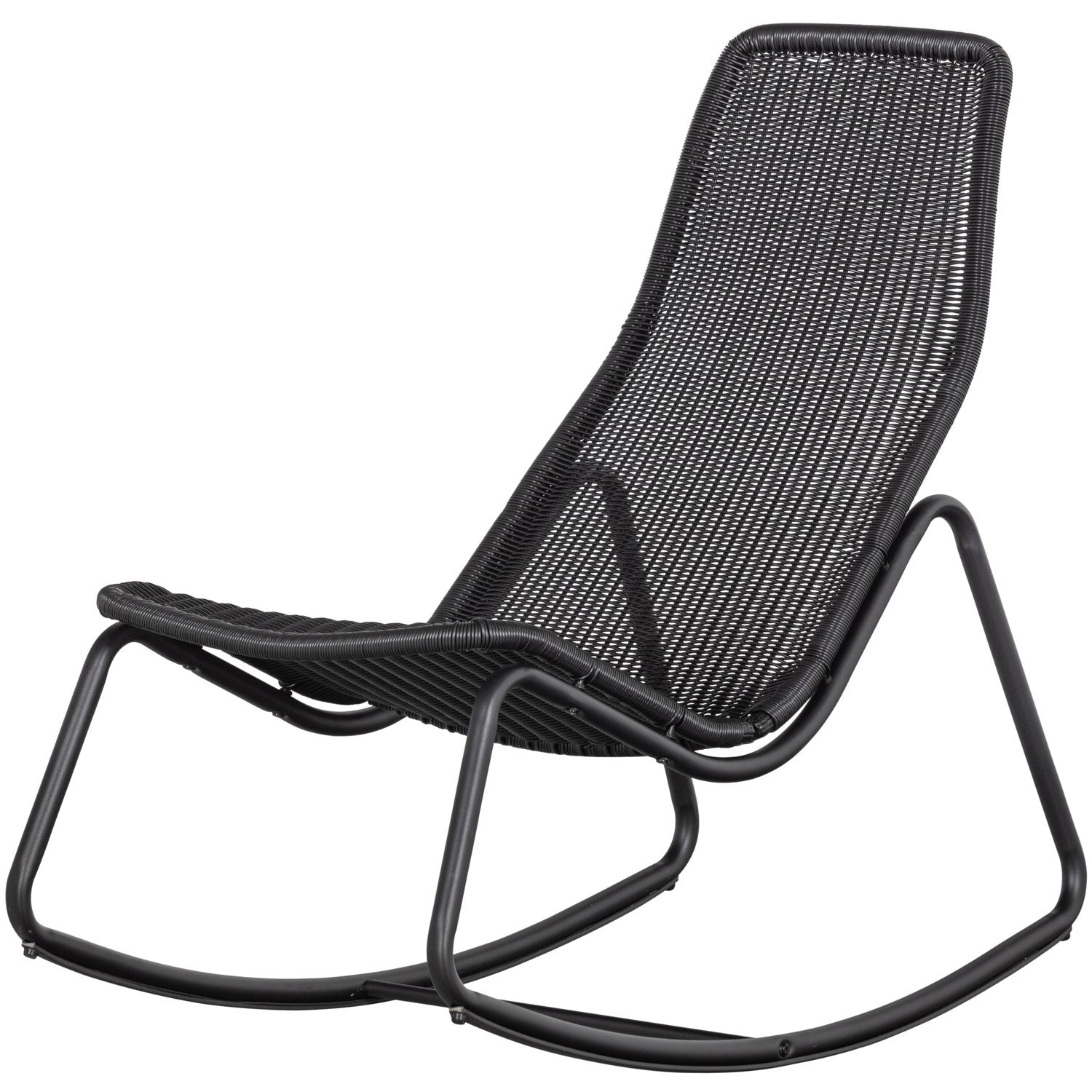 Sedia a dondolo da esterno in rattan nero Tom 51x97 cm