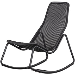 Sedia a dondolo da esterno in rattan nero Tom 51x97 cm