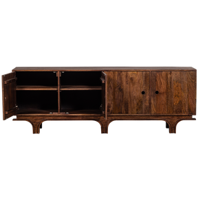 Credenza 4 ante in legno di mango noce Staes 70x200 cm