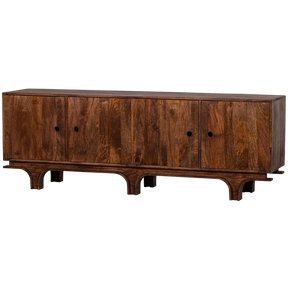 Credenza 4 ante in legno di mango noce Staes 70x200 cm