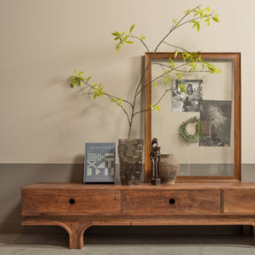 Mobile TV 3 cassetti in legno di mango Staes 37x180 cm