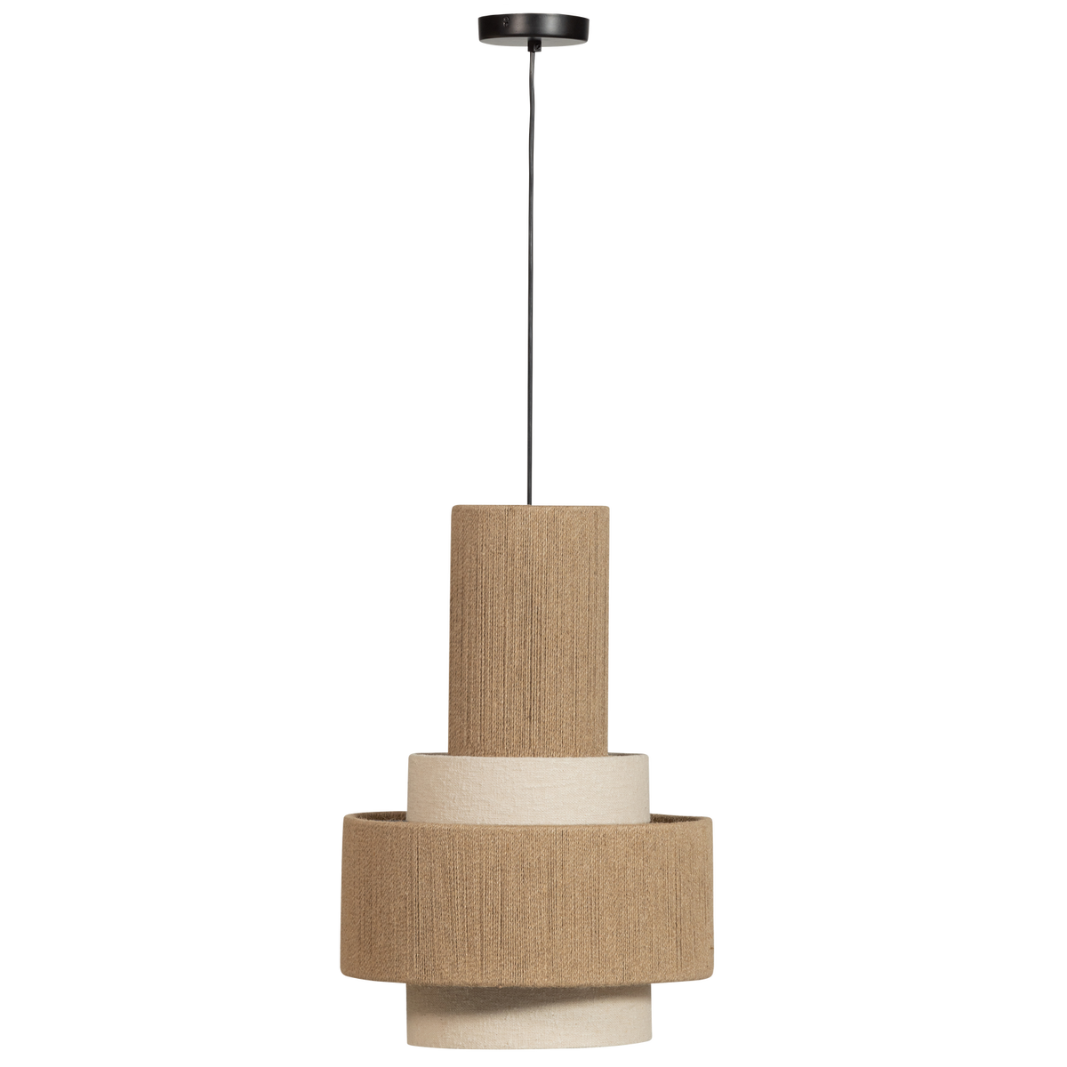 Lampada a sospensione in corda naturale Pelle 56x38 cm