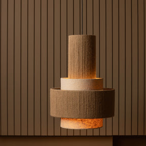 Lampada a sospensione in corda naturale Pelle 56x38 cm
