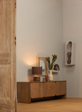 Lampada da tavolo in legno di mango marrone caldo Menzo 35x25 cm