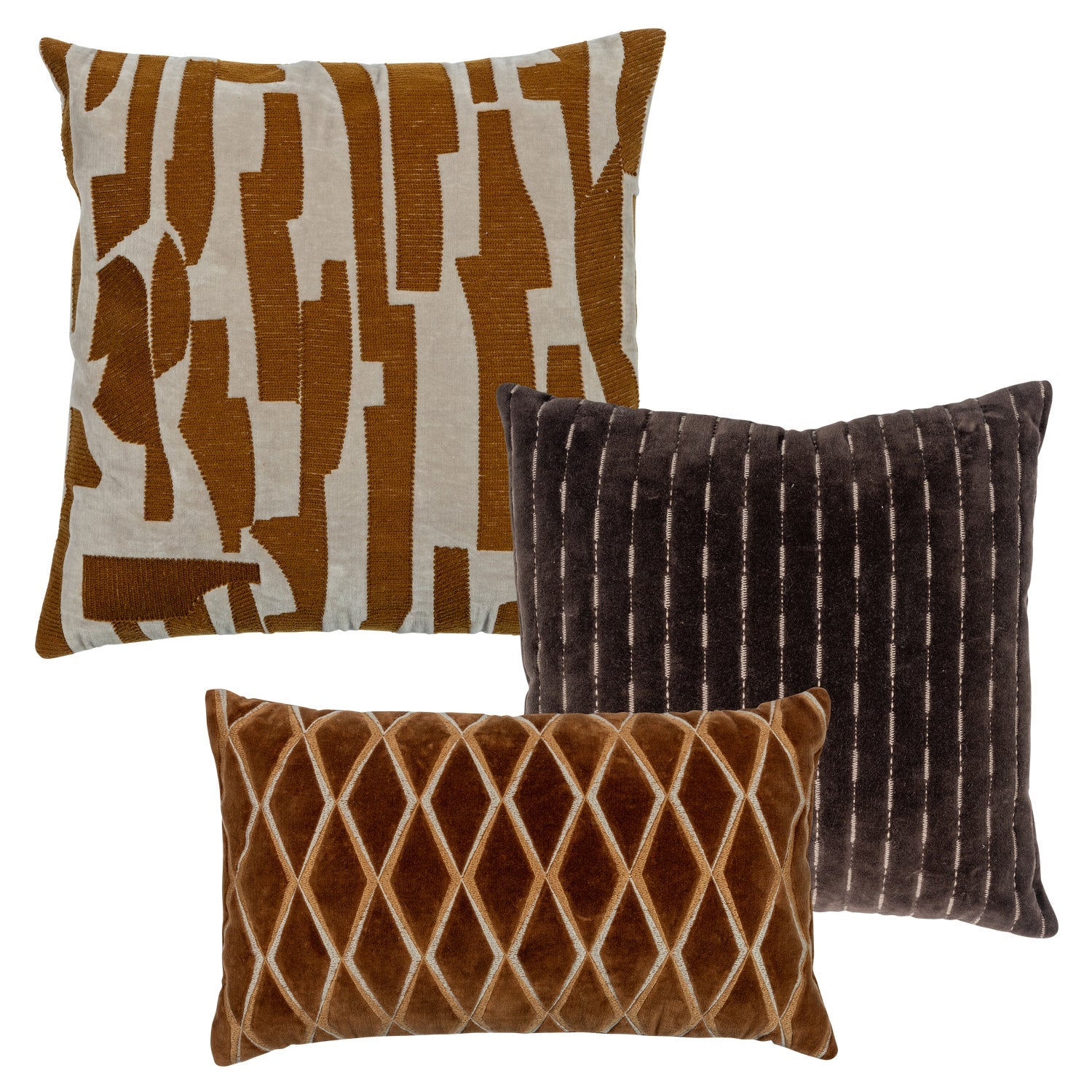 Set di 3 cuscini decorativi in cotone Isai
