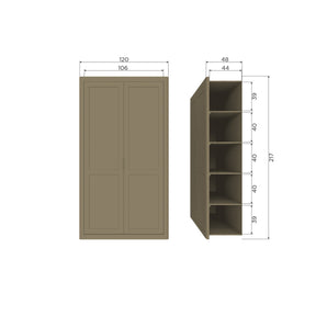 Armadio 2 ante in legno di pino Gunnar 120x217 cm